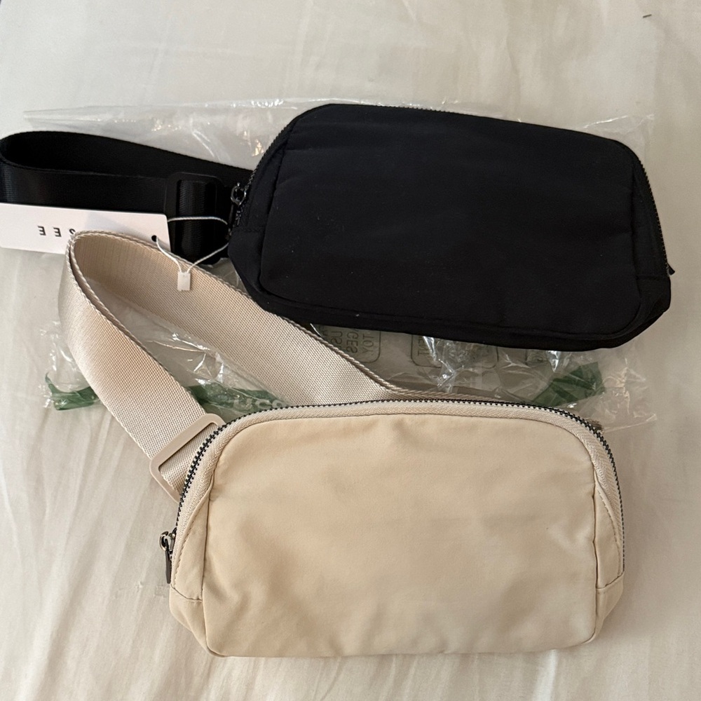 Set of 2 Crossbody Sling Bag - Black and Cream